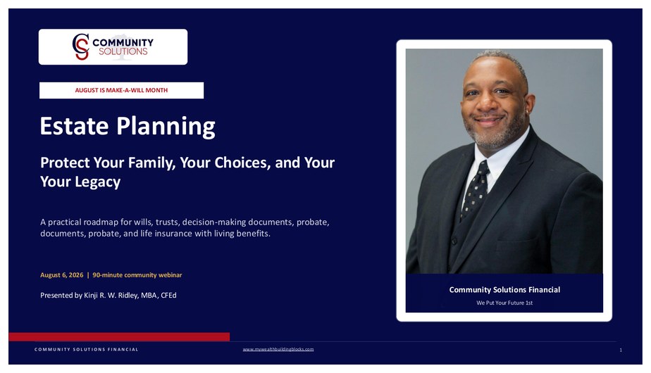 Estate Planning webinar presentation cover